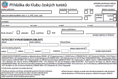 Přihláška do KČT